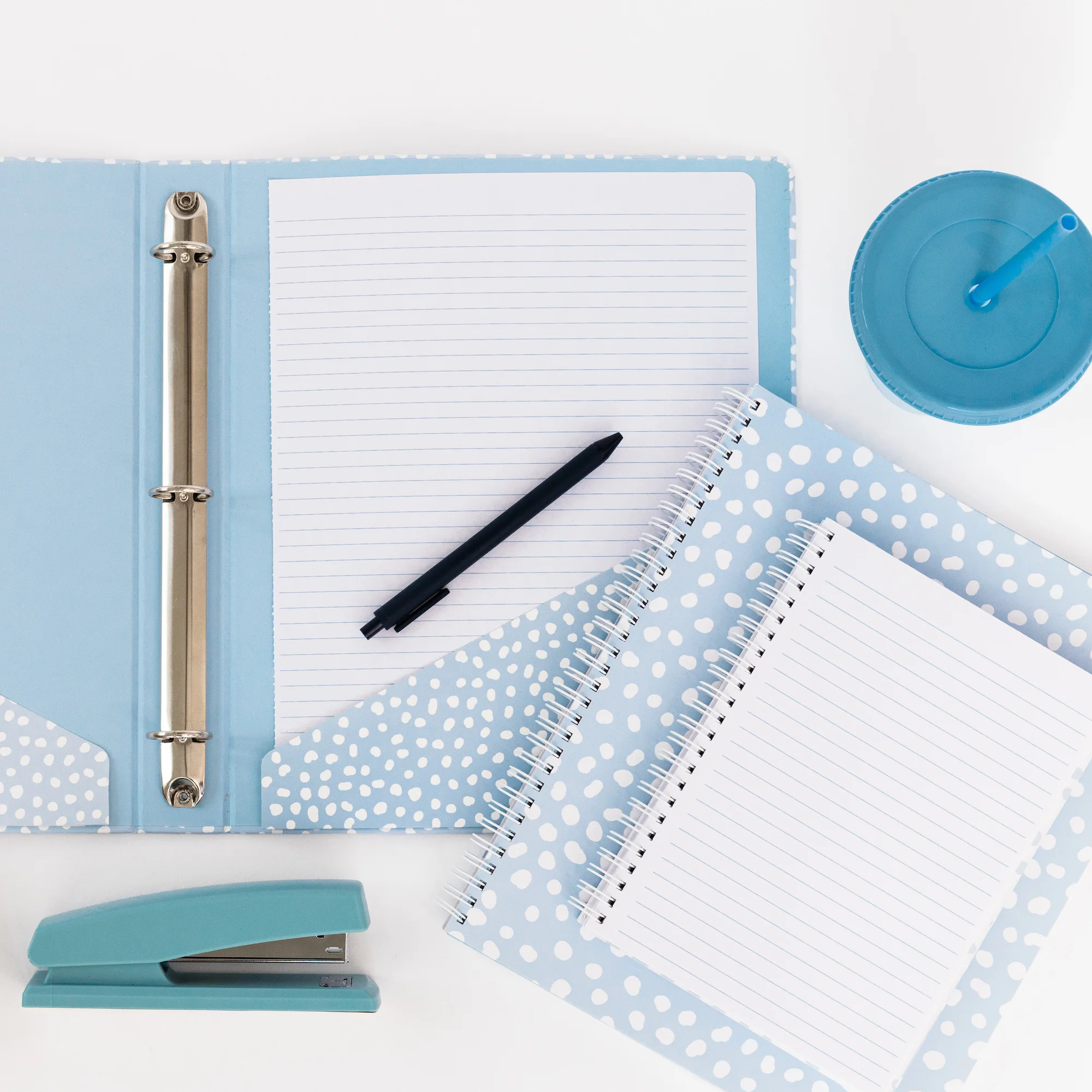 Three Ring Binder, Light Blue Dots - Image 3