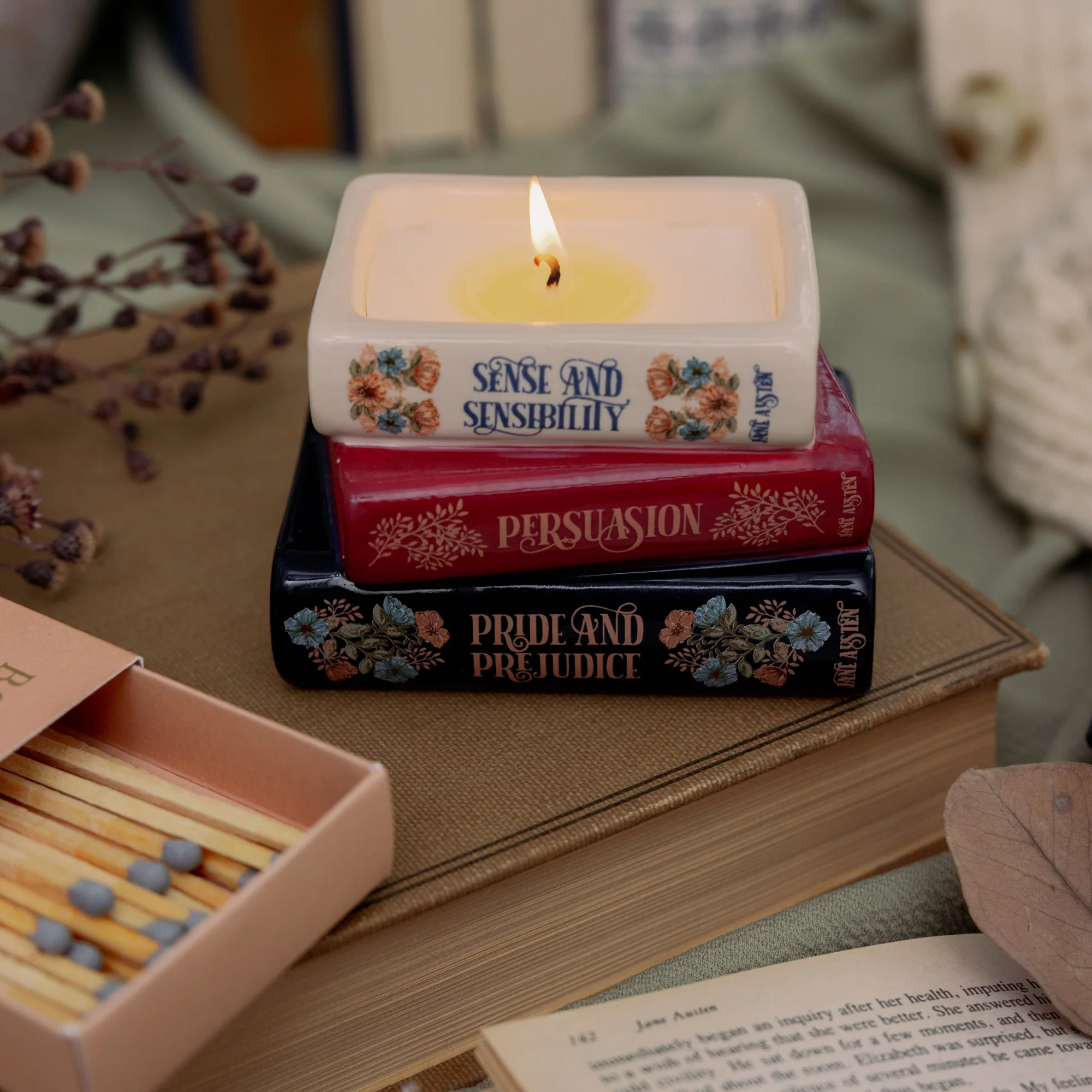 Book Stack Shaped Candle, Jane Austen (Tea and Honey) - Image 8