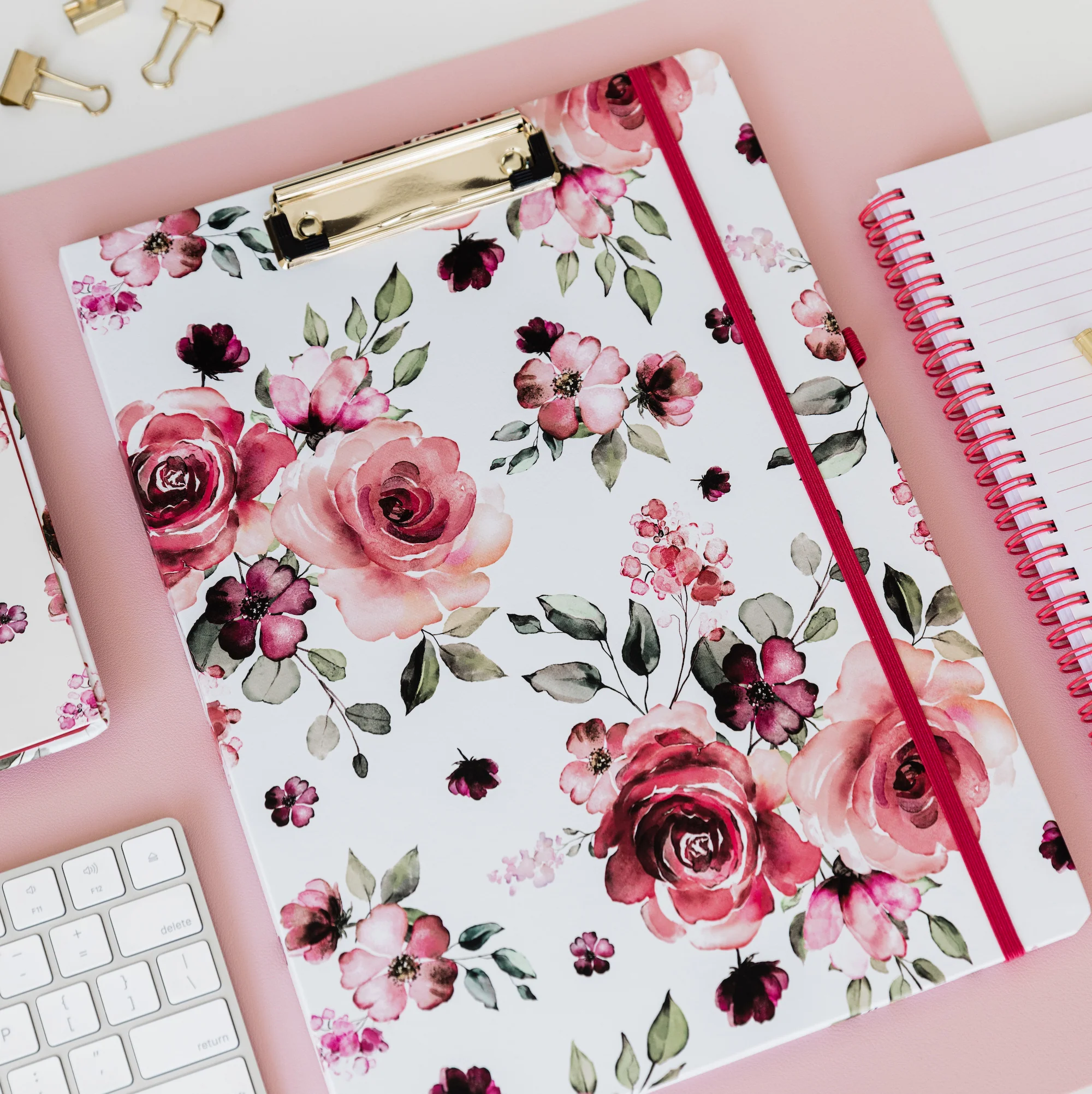Clipboard Folio, Rose Floral - Image 4