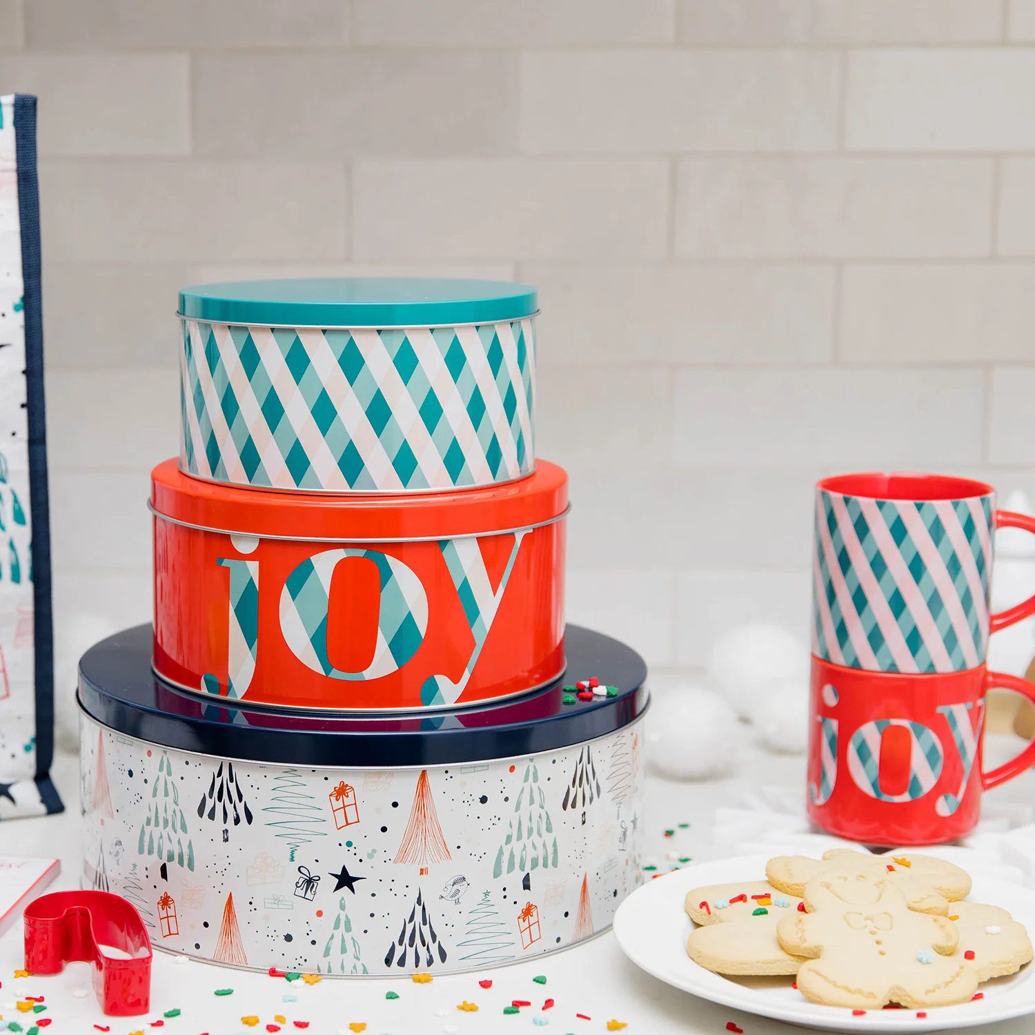 Cookie Tins (Set of 3), Joy Plaid - Image 3