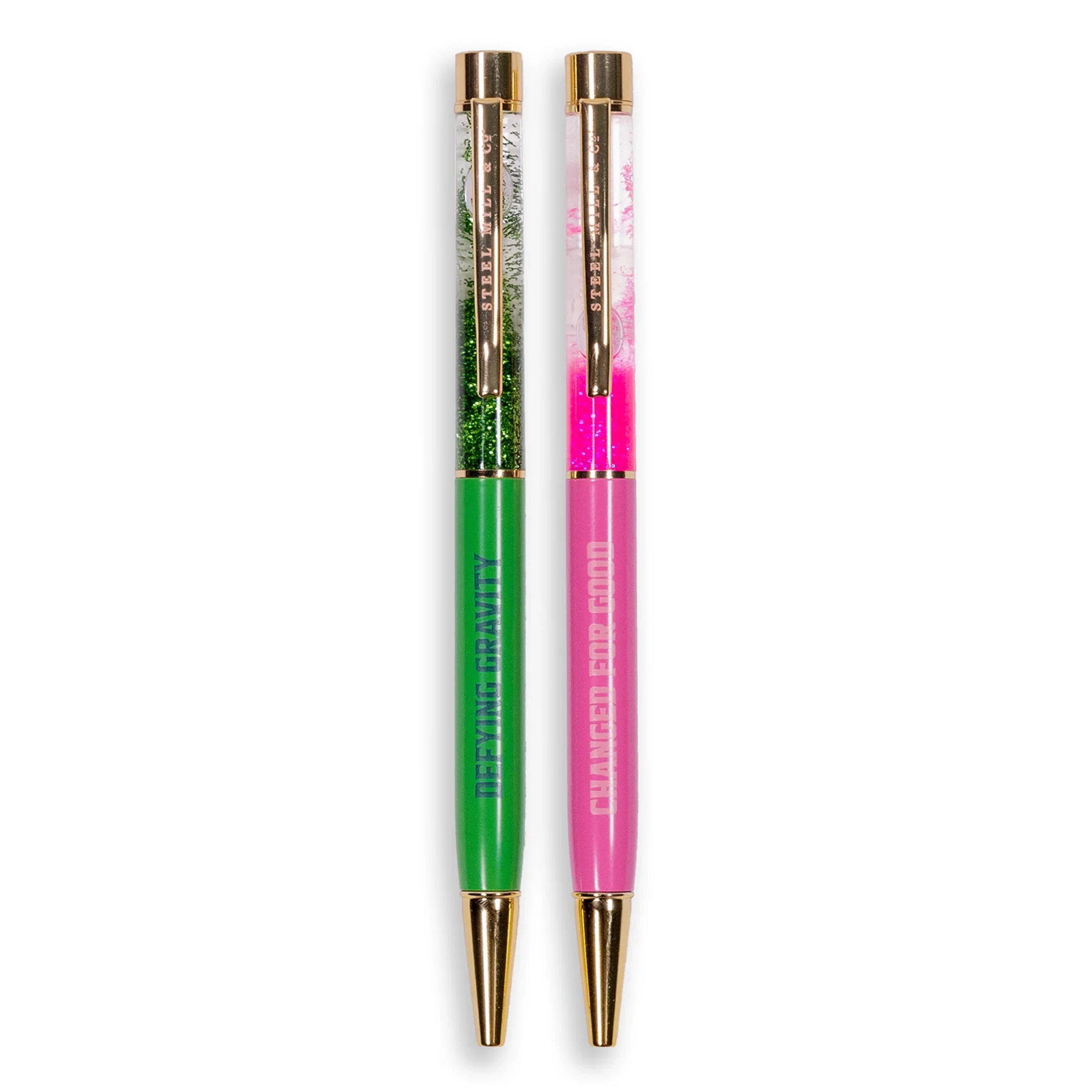 Glitter Bomb Pen Set, Green/Pink