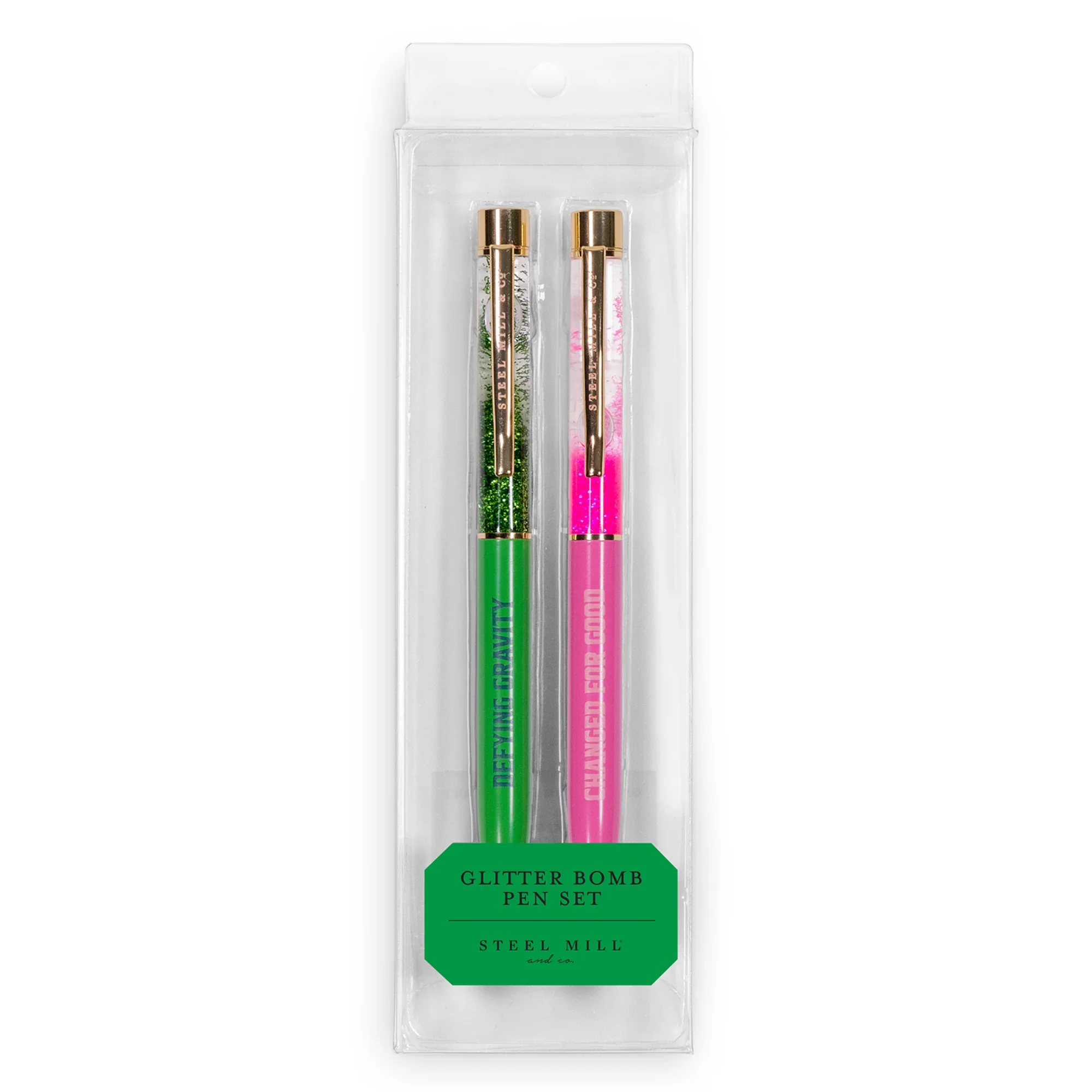 Glitter Bomb Pen Set, Green/Pink - Image 2