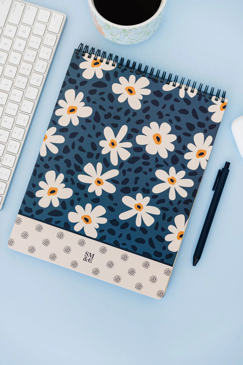 Large Top Spiral Notebook, Leopard Daisy - Image 4
