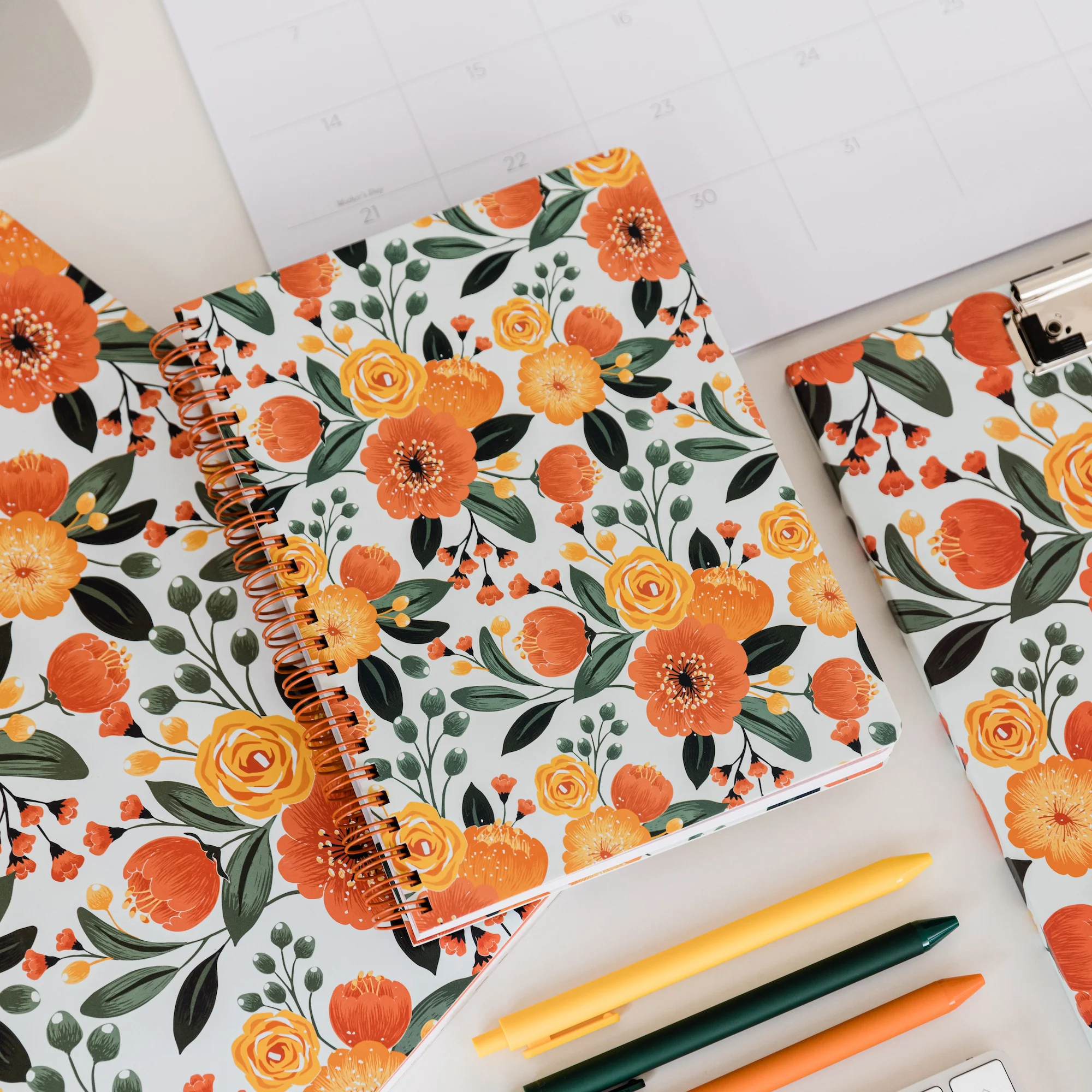 Mini Notebook, Orange Floral - Image 4
