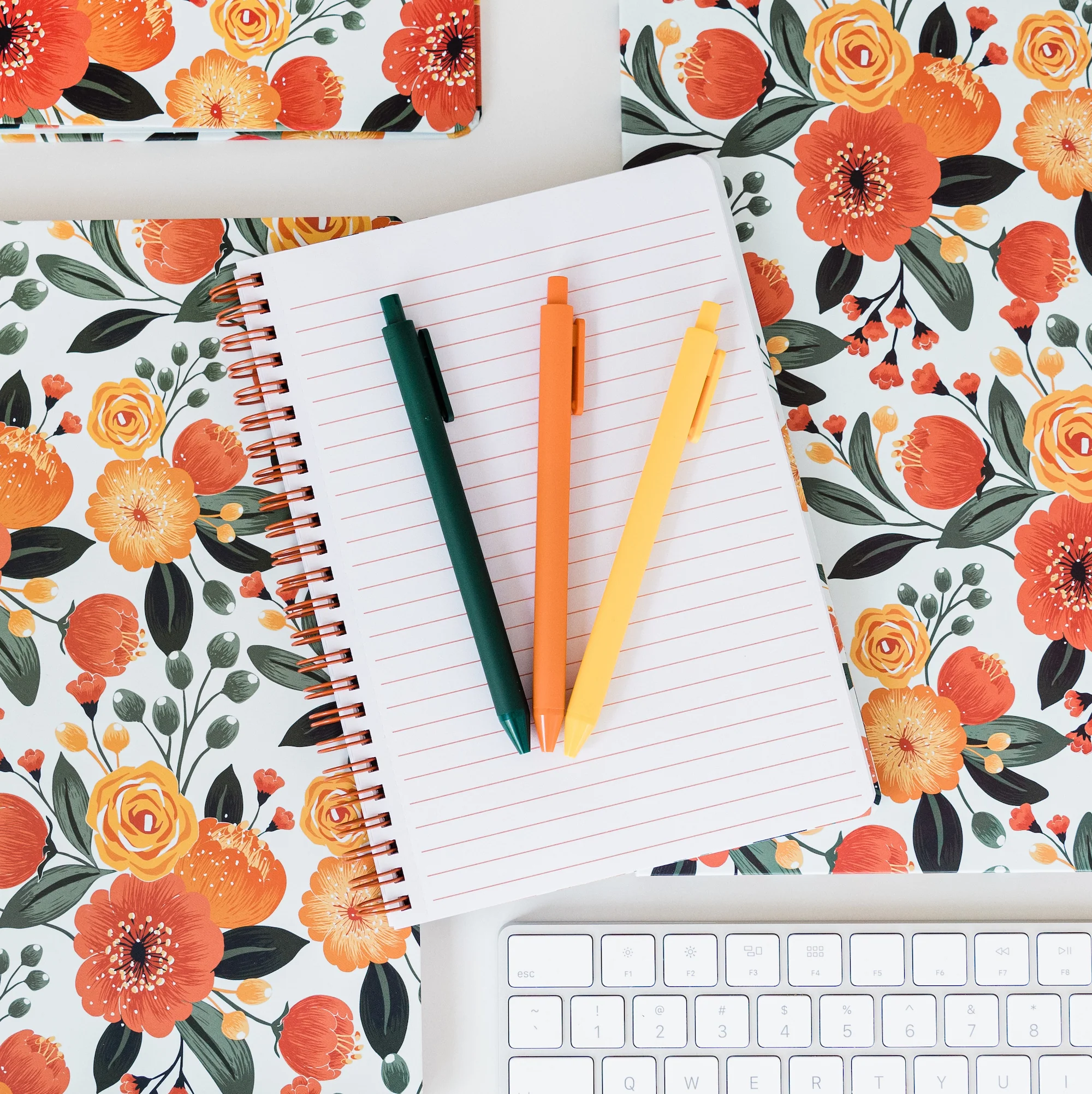 Mini Notebook, Orange Floral - Image 5