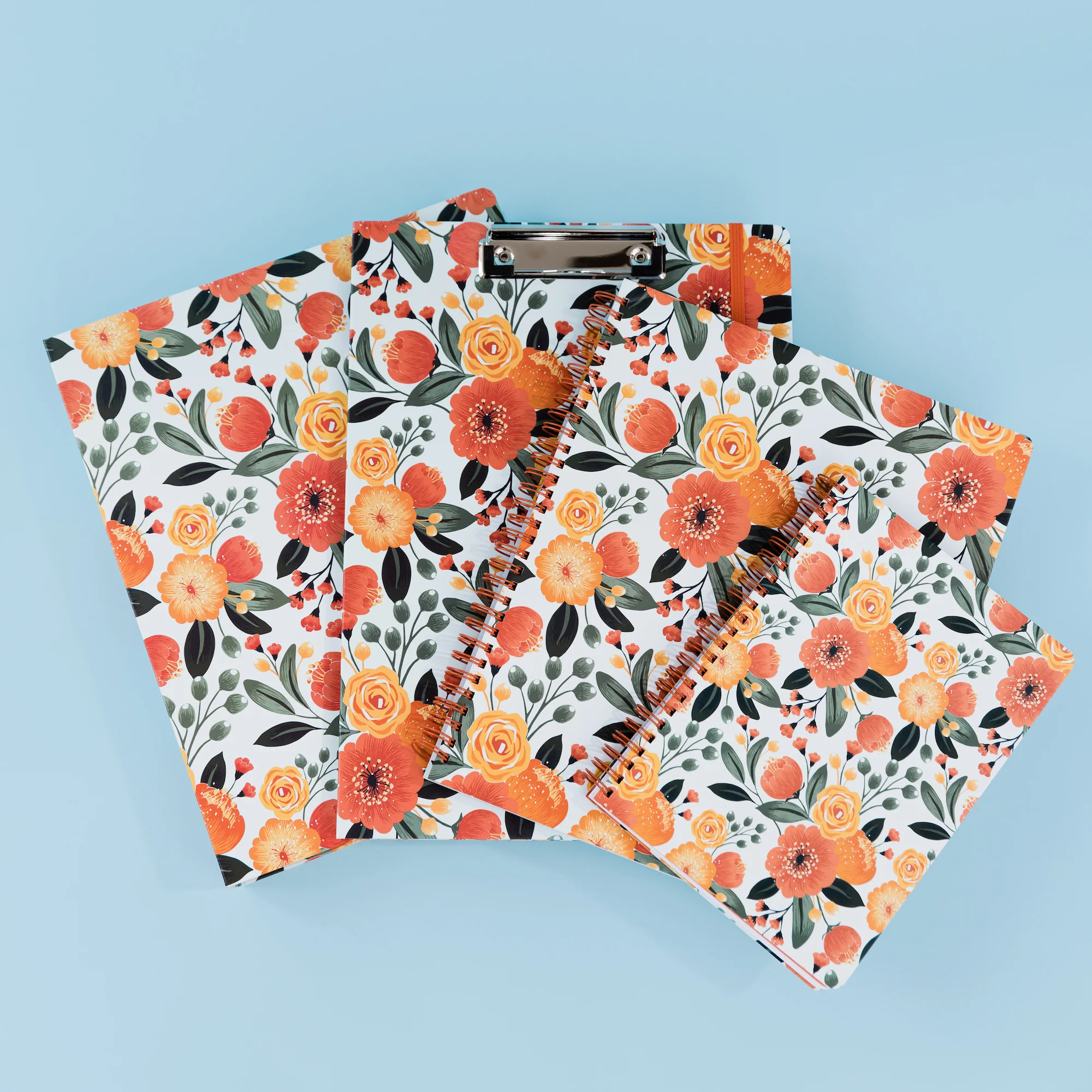 Mini Notebook, Orange Floral - Image 6