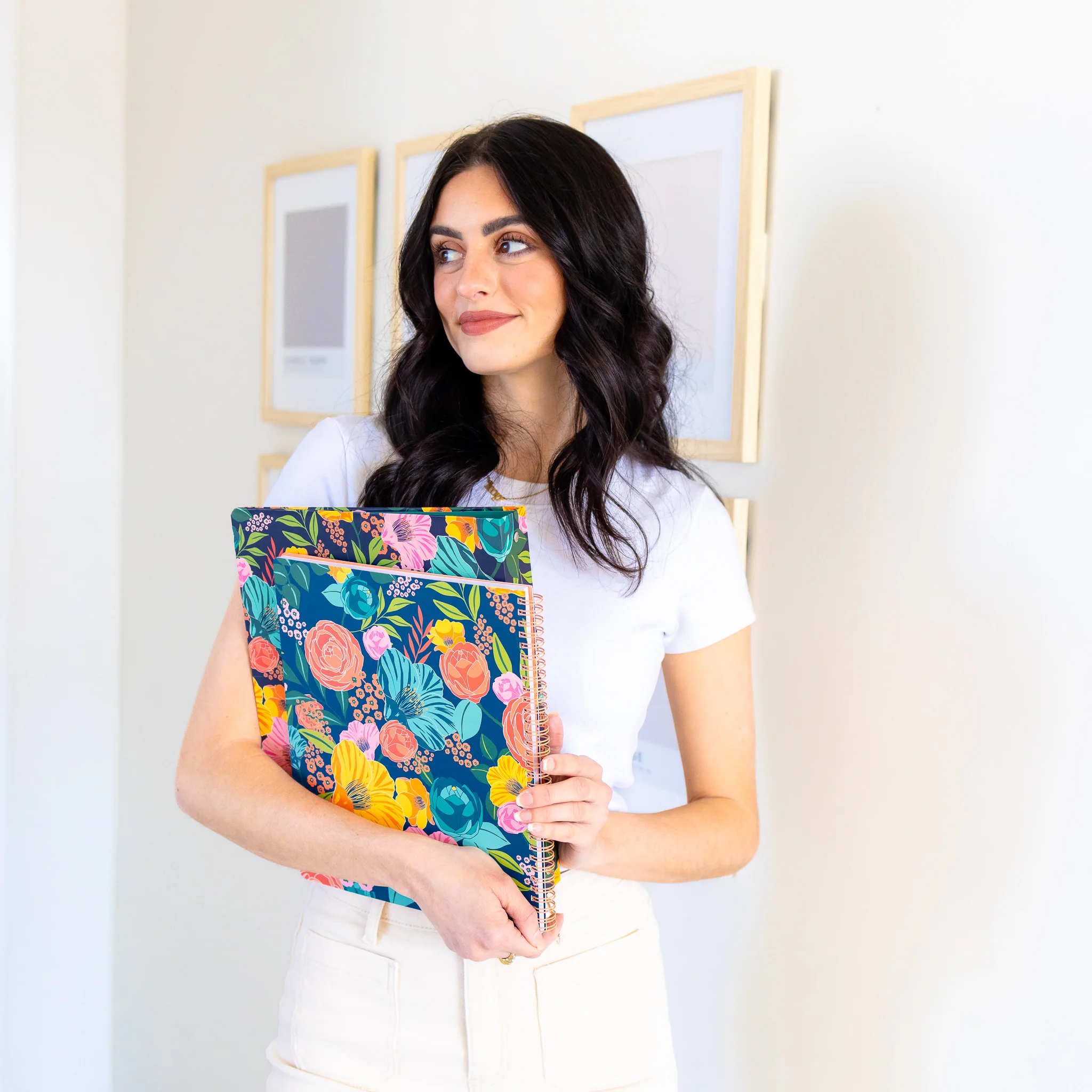 Large Notebook, Garden Blooms Navy - Image 4