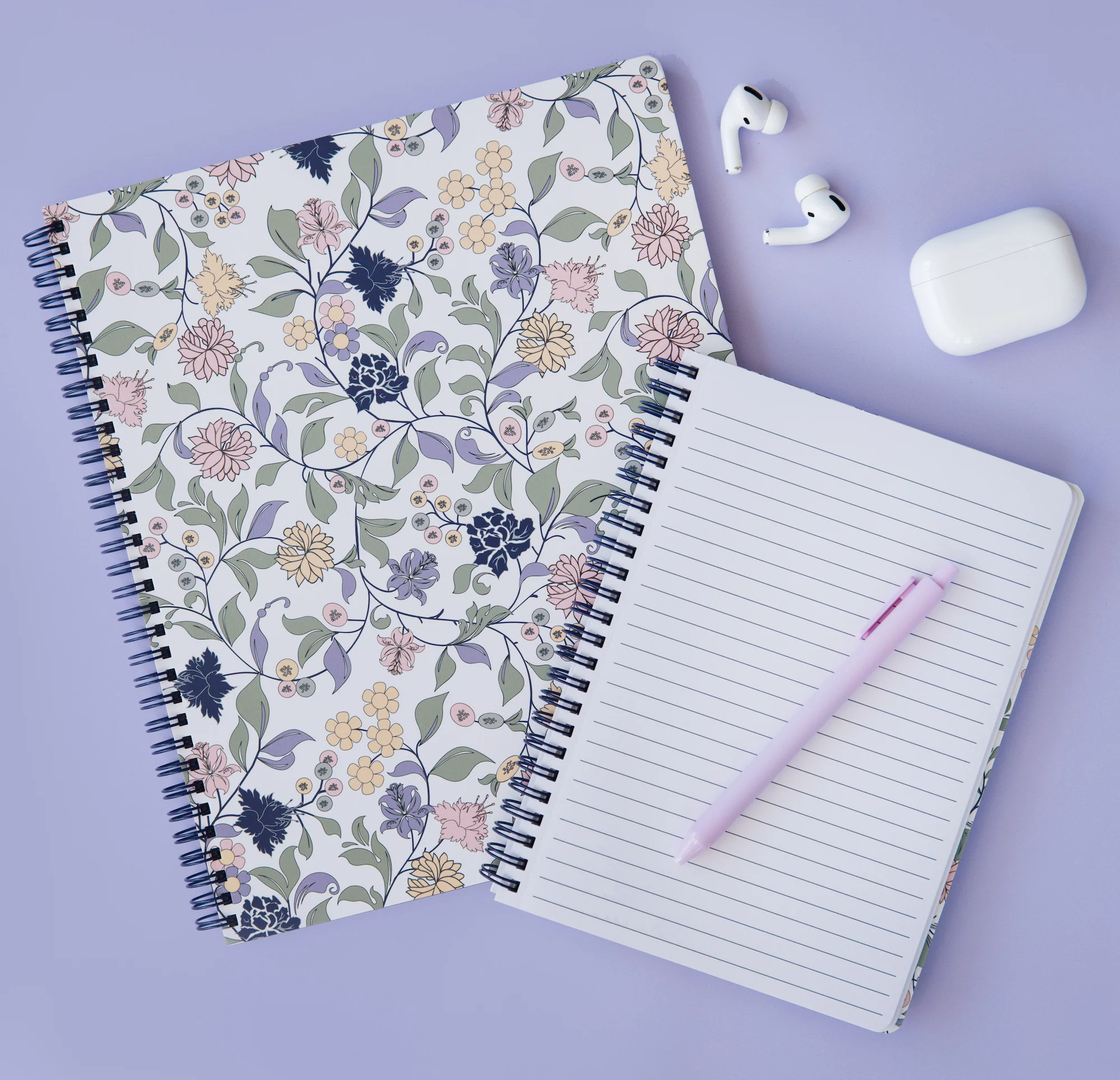 Large Notebook, Purple Vine Ditsy - Image 3
