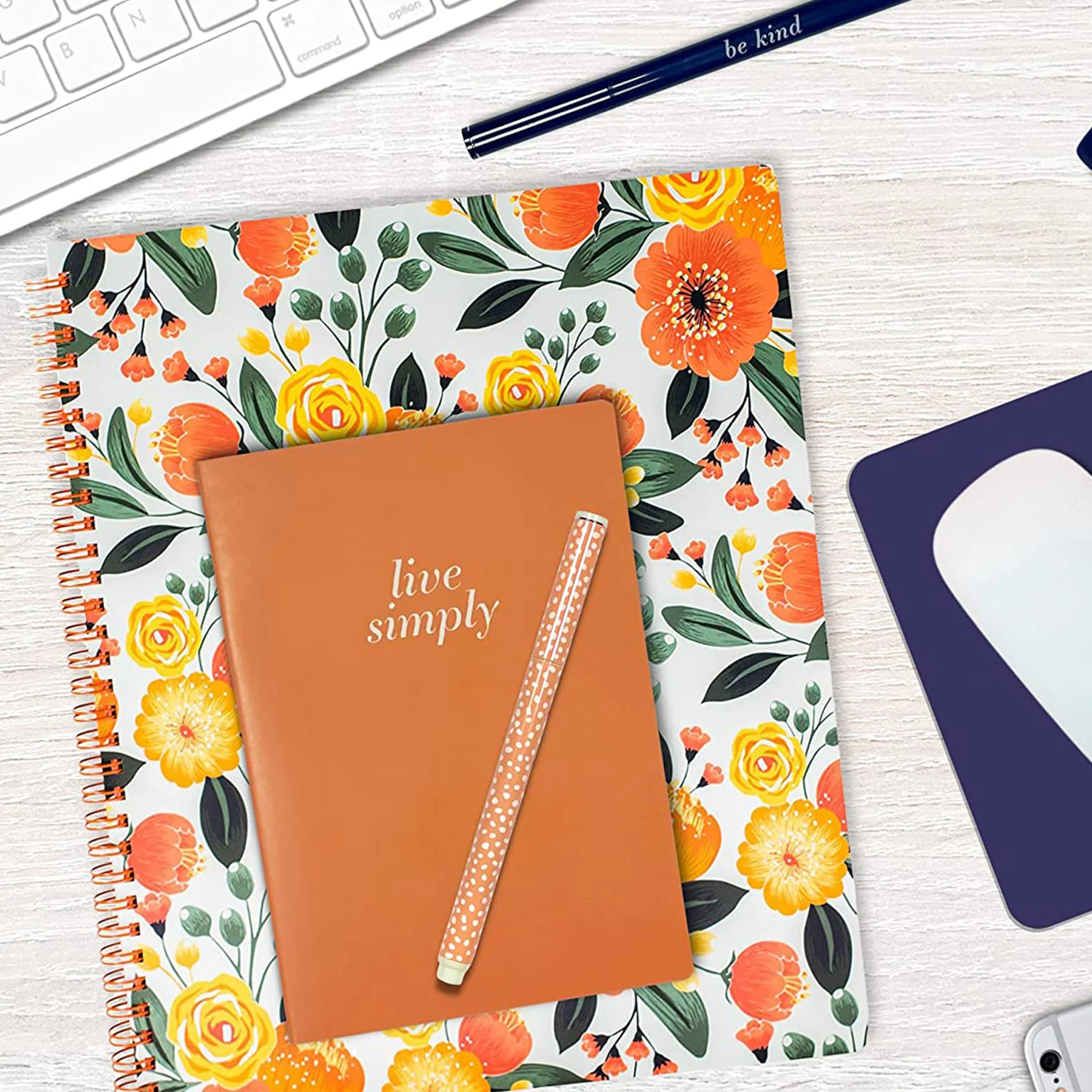 Large Notebook, Orange Floral - Image 3
