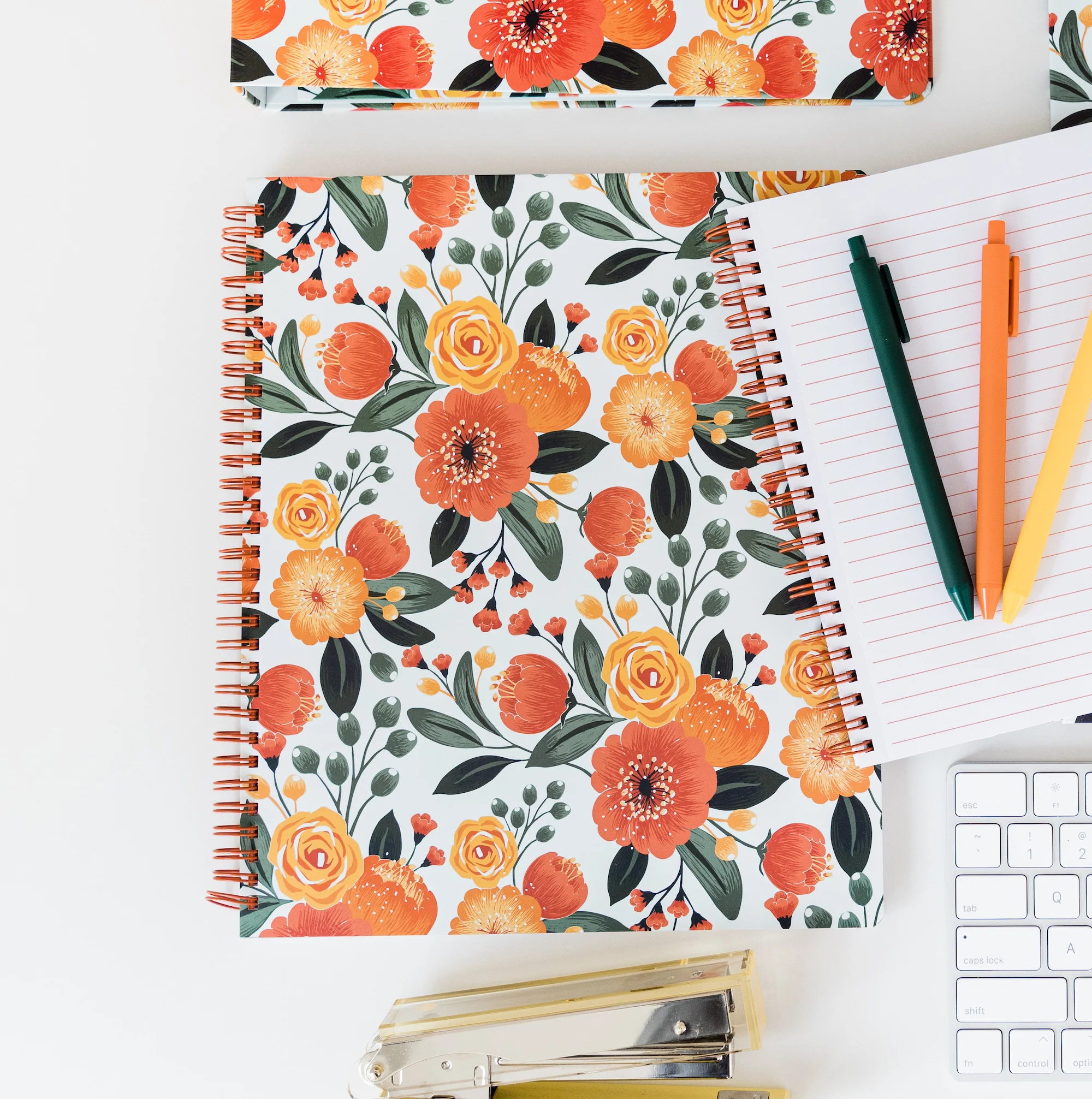 Large Notebook, Orange Floral - Image 4