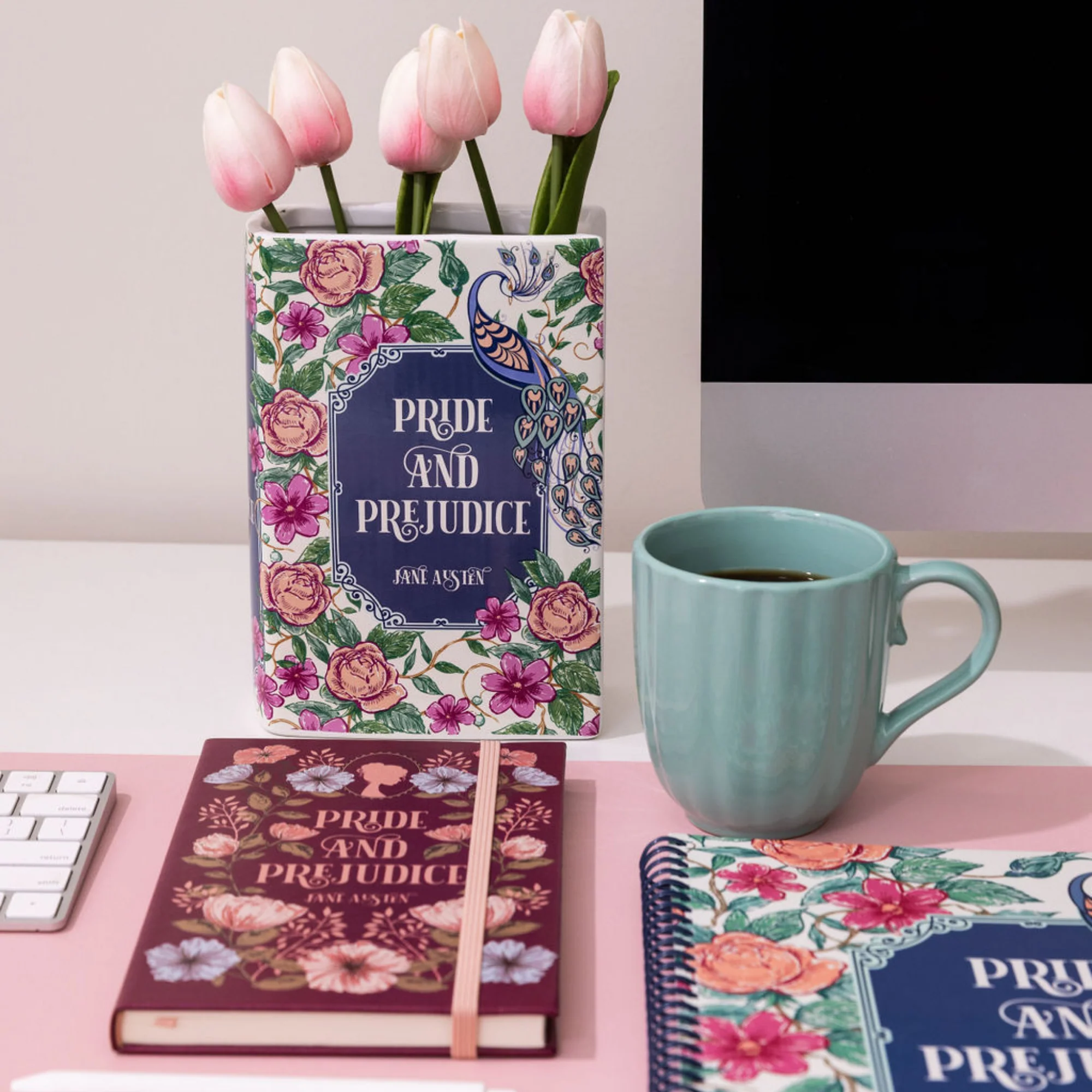 Large Book Vase and Leatherette Journal Bundle, Pride and Prejudice - Image 6