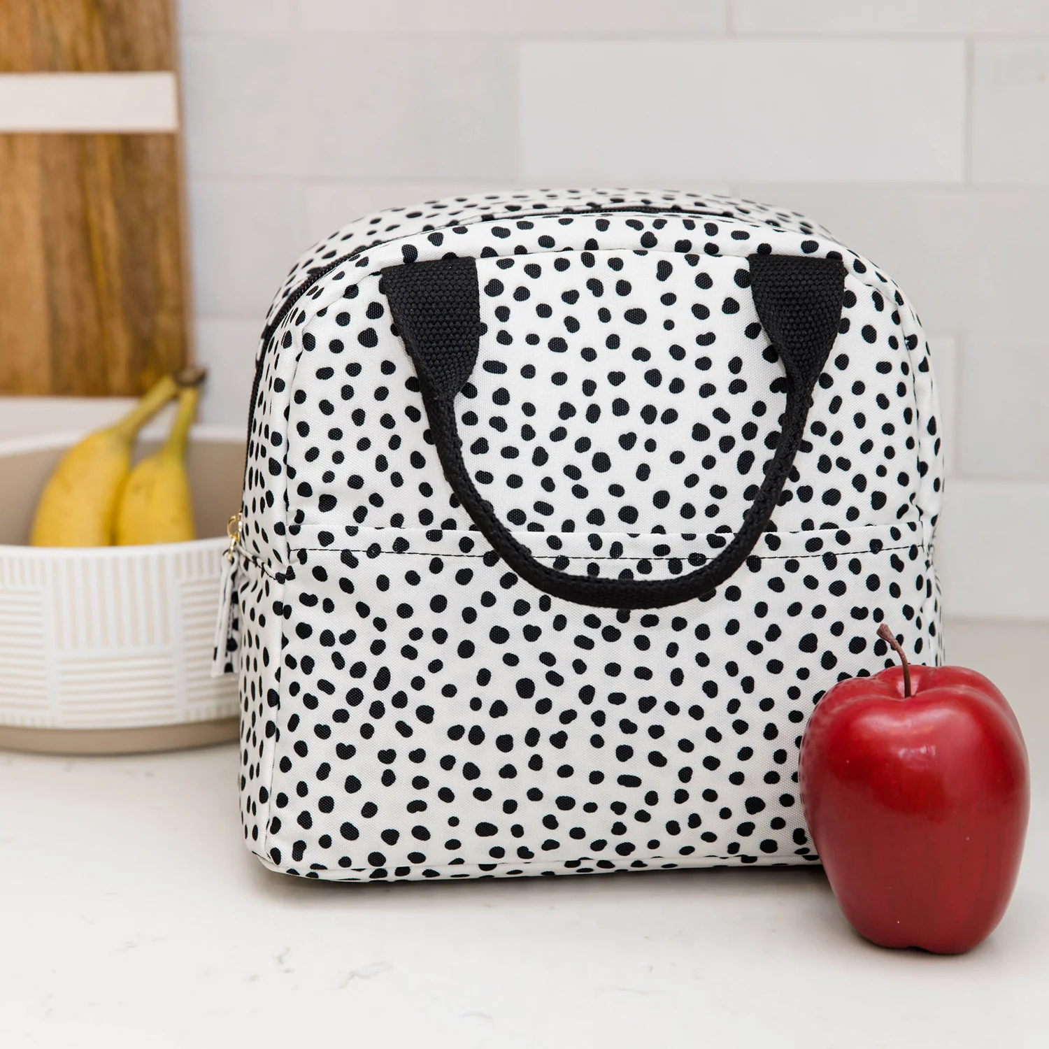 Lunch Tote, Black Dots - Image 4
