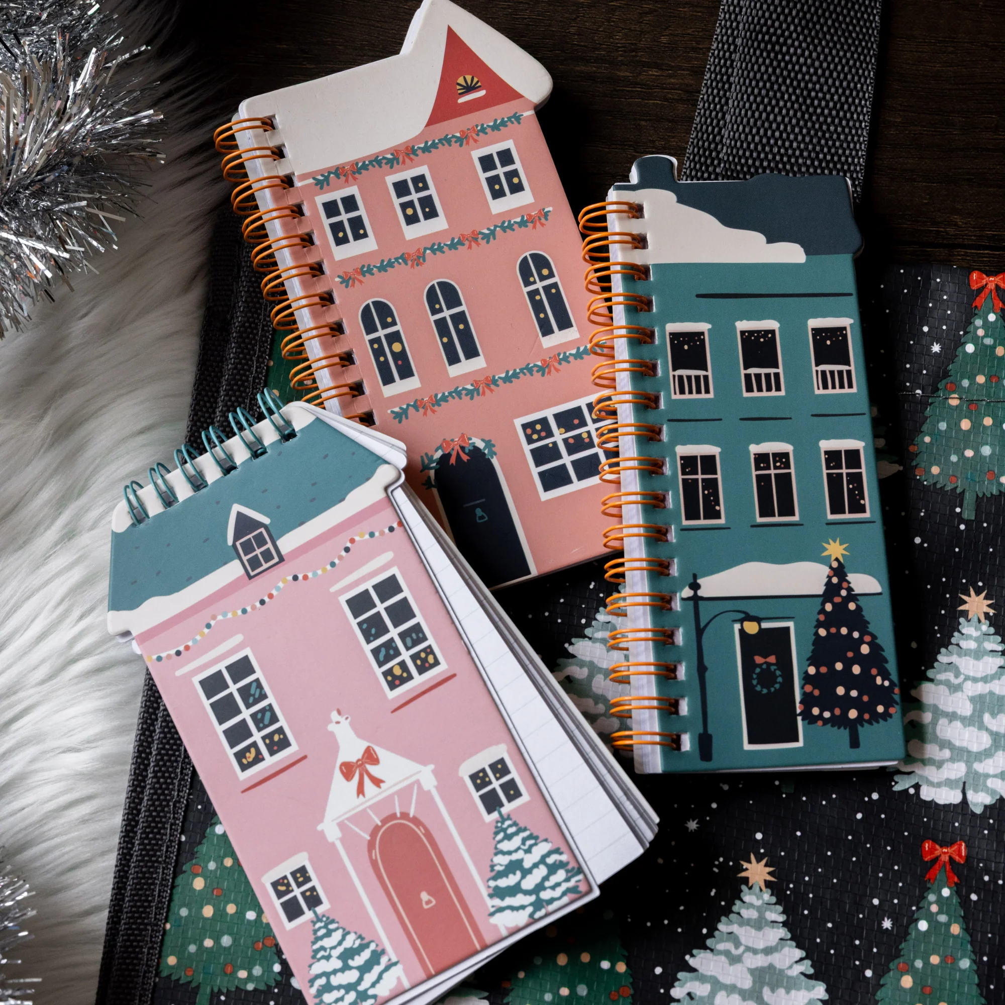 Spiral Notepad Set of 3, Holiday Village - Image 9