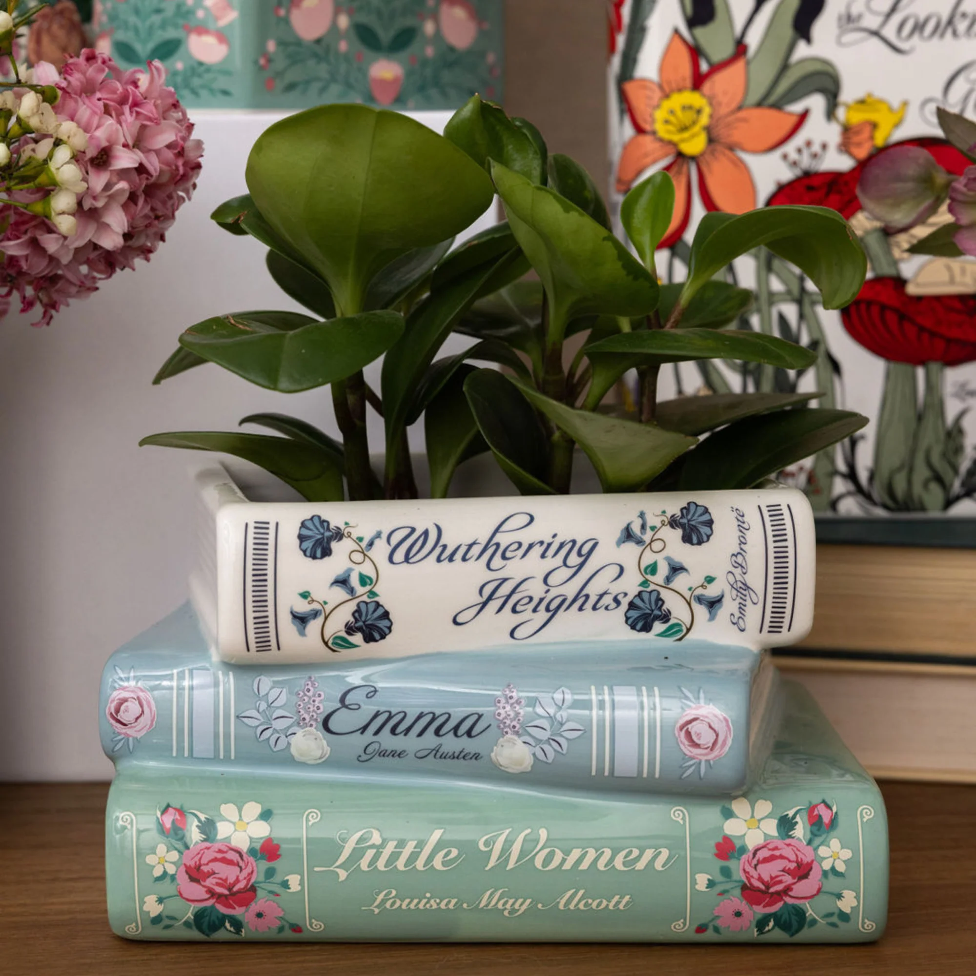 Stacked Books Planter, Pastel Classics - Image 3
