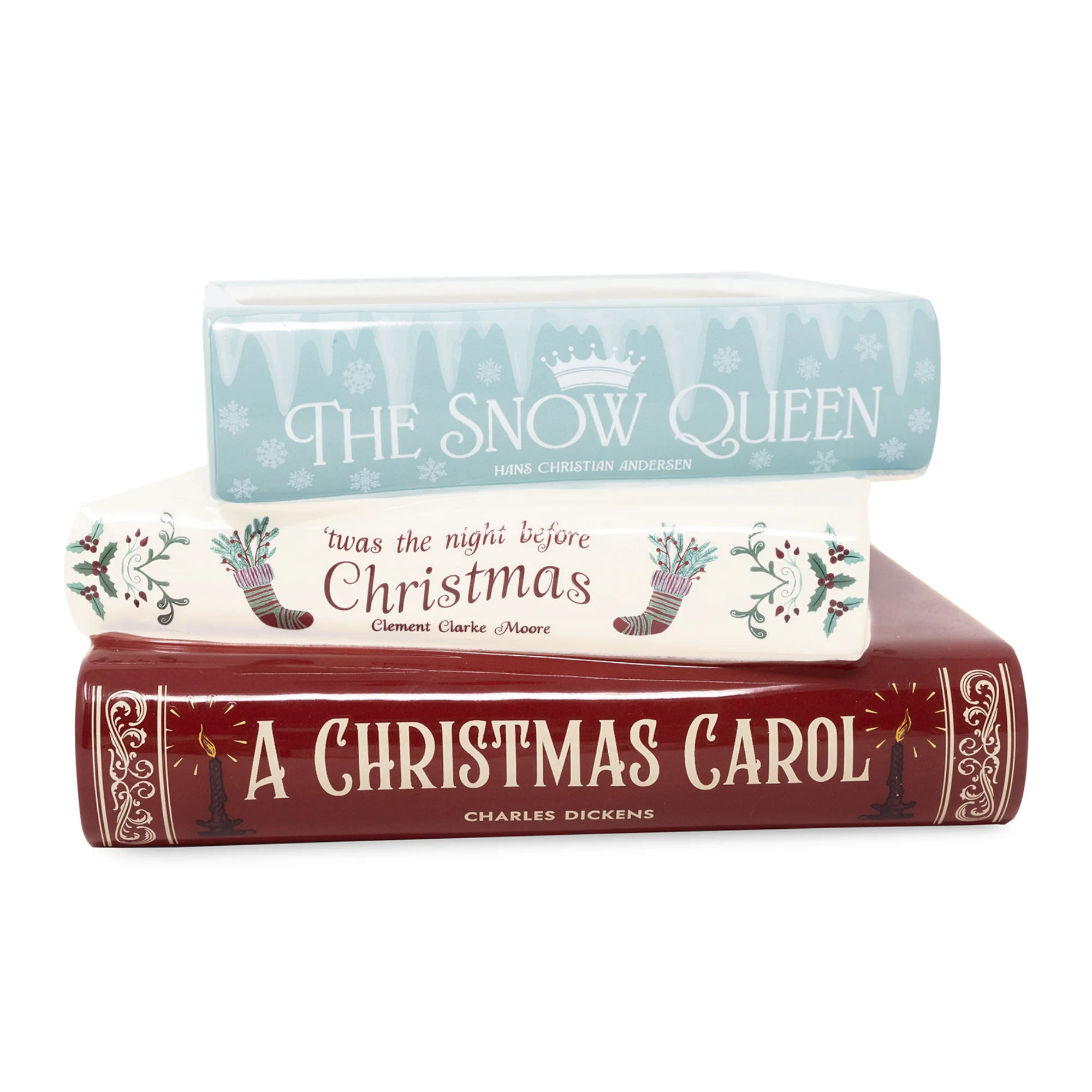 Stacked Books Planter, Holiday Titles