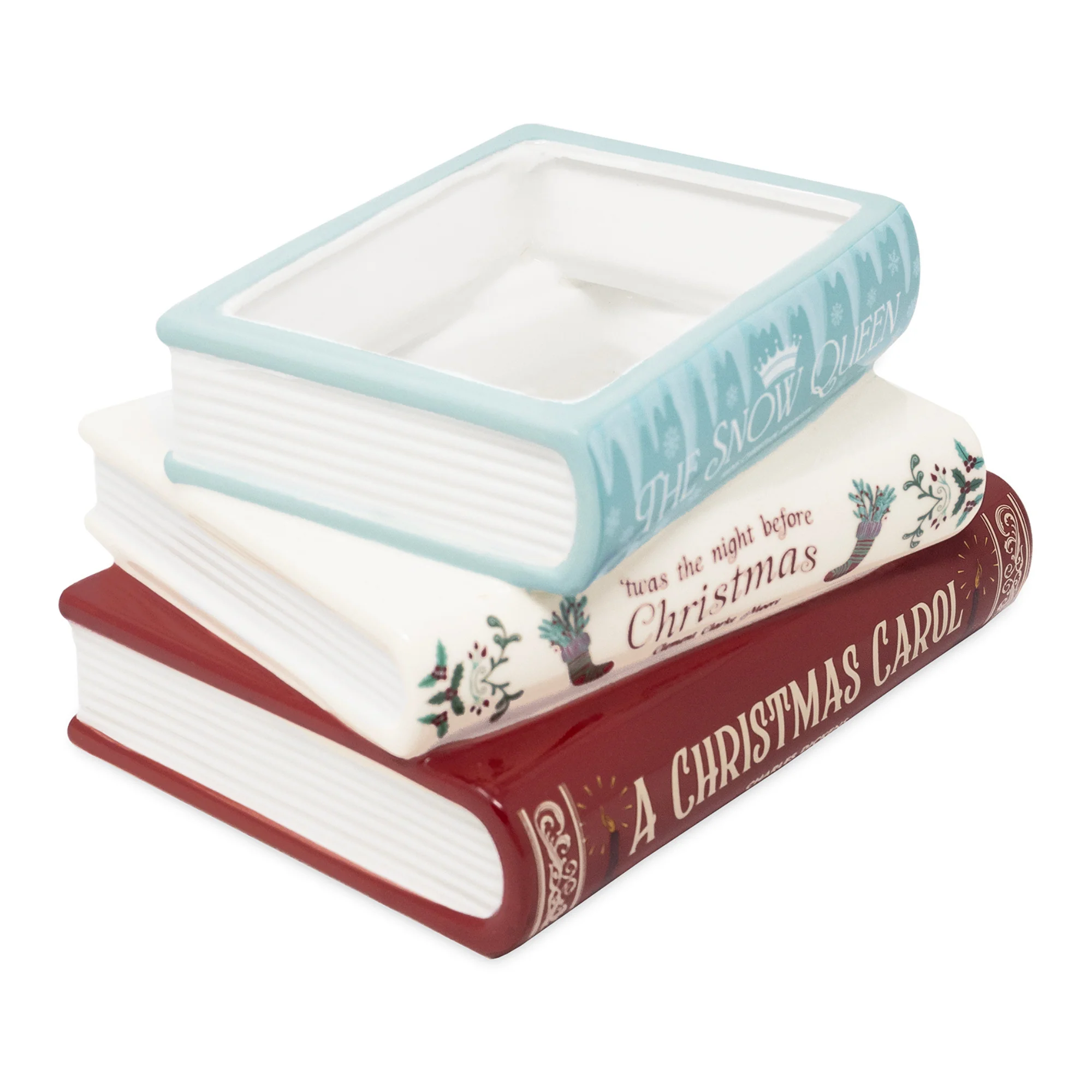 Stacked Books Planter, Holiday Titles - Image 2